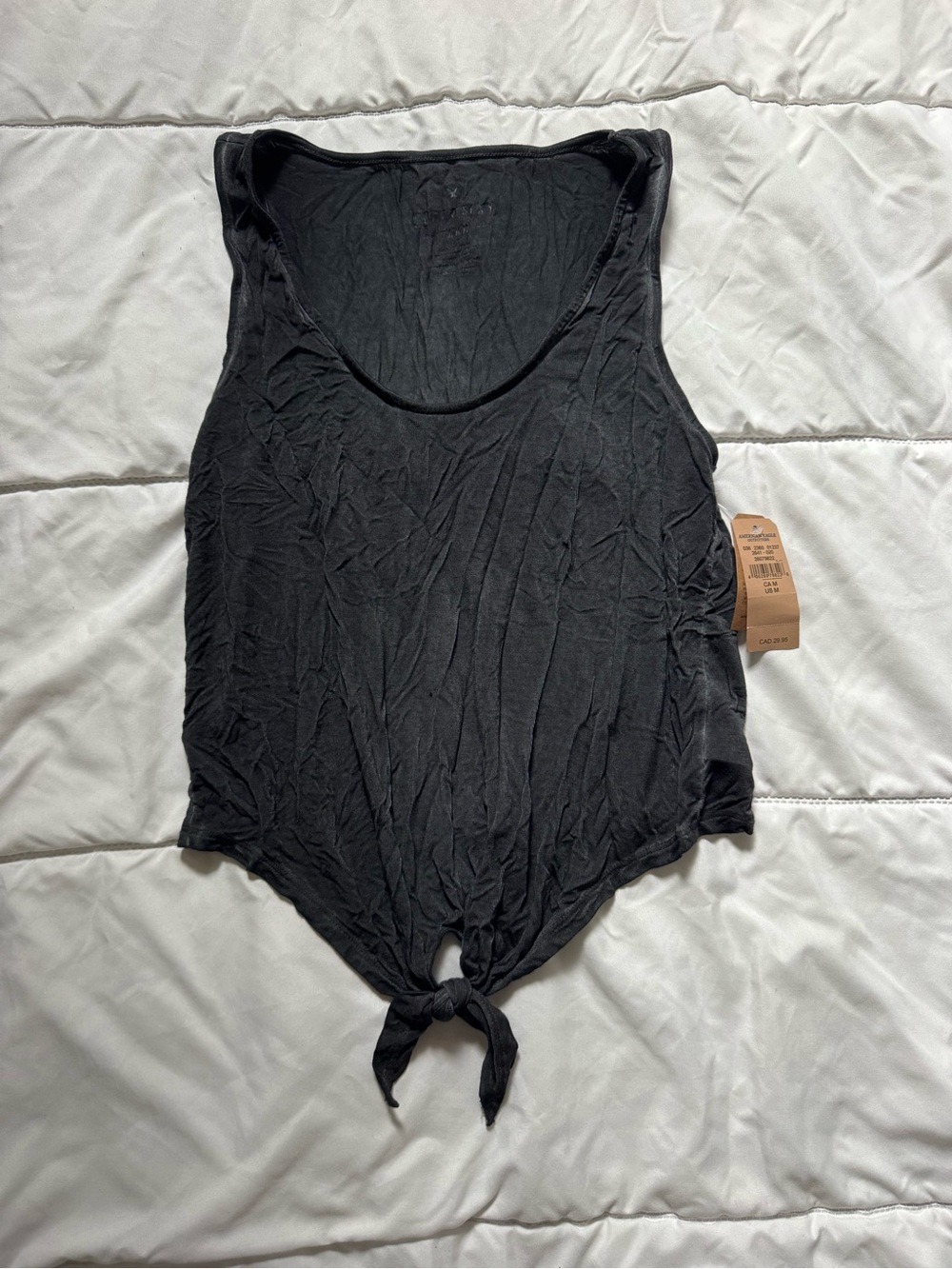American Eagle Black Tie-Front Tank Top 🦅